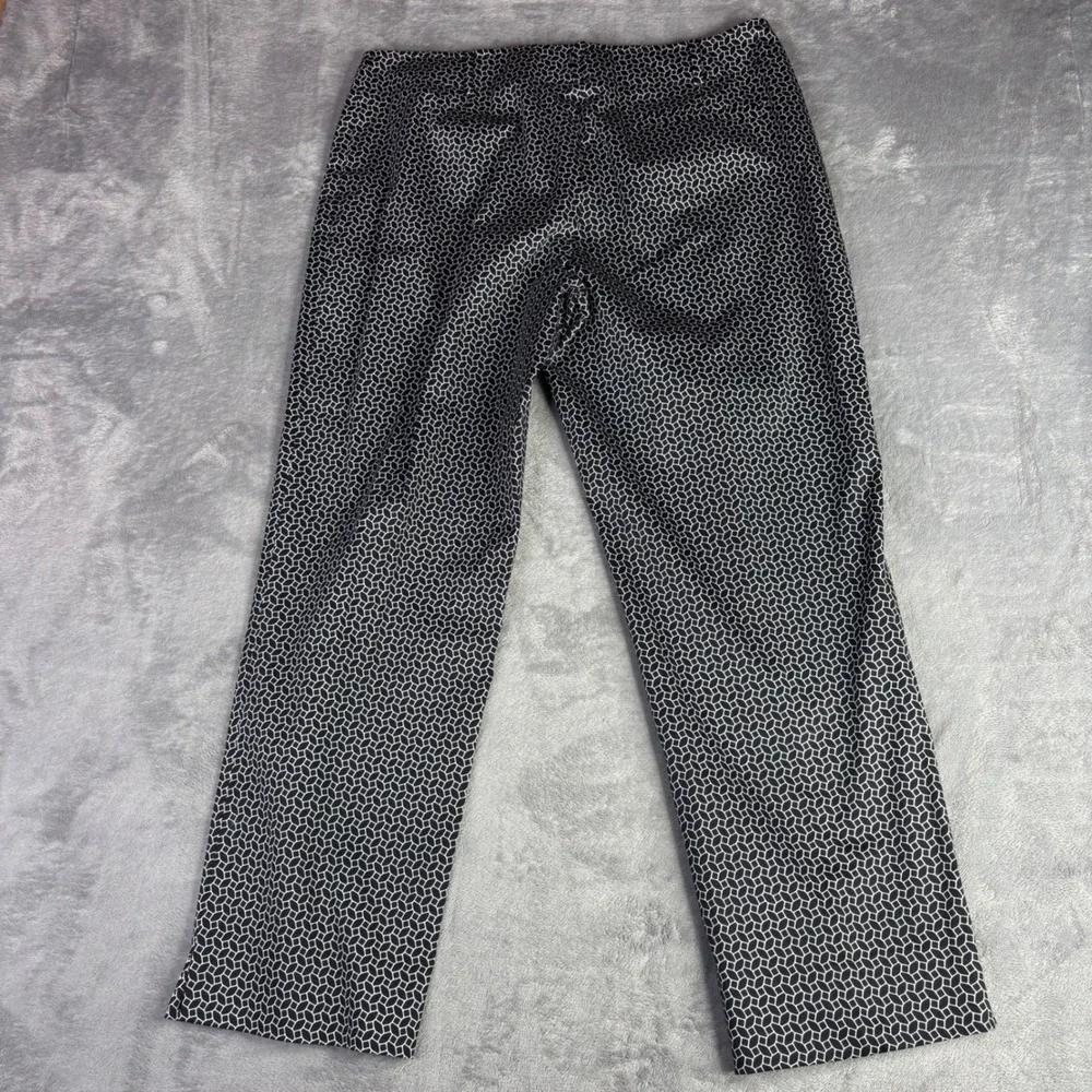 Talbots Pants Women 10P Black White Geometric Honeycomb Stretch Straight Leg